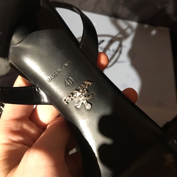 Prada Spazzolato Metal Triangle Logo Ankle Strap - Picture 5 of 6